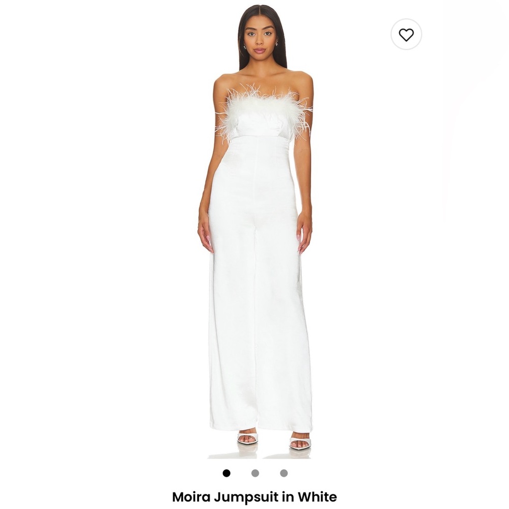 REVOLVE White Strapless Feather Bodice Jumpsuit